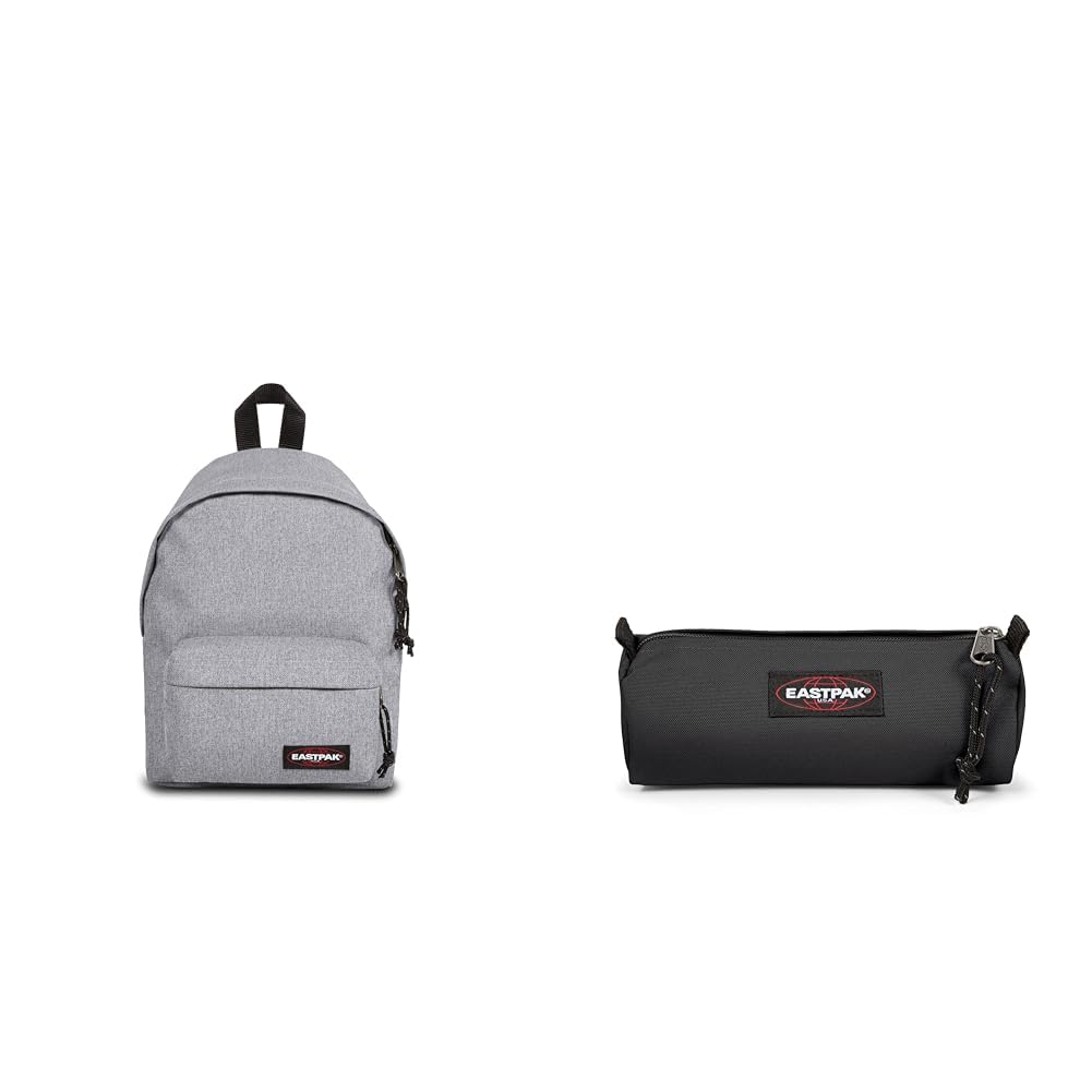 EASTPAK Orbit Petit Sac à Dos, 34 cm, 10 L, Gris (Sunday Grey) & BENCHMARK Single Trousse, 27 L - Black (Noir)