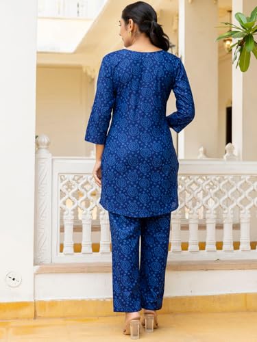 Image of feranoid Elegant V-Neck 3 /4 Sleeve Kurta & Pant Co-ord Set (S-XXL)