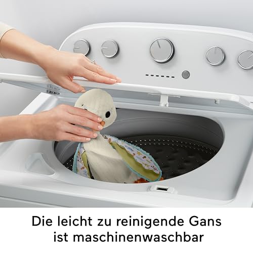 Fisher-Price Schmusegans - Weiche Plüschgans zum Kuscheln und ideal für Unterwegs, waschbar, fördert Tast- und Hörsinn, Feinmotorik und sensorische Fähigkeiten, für Neugeborene, HRB16