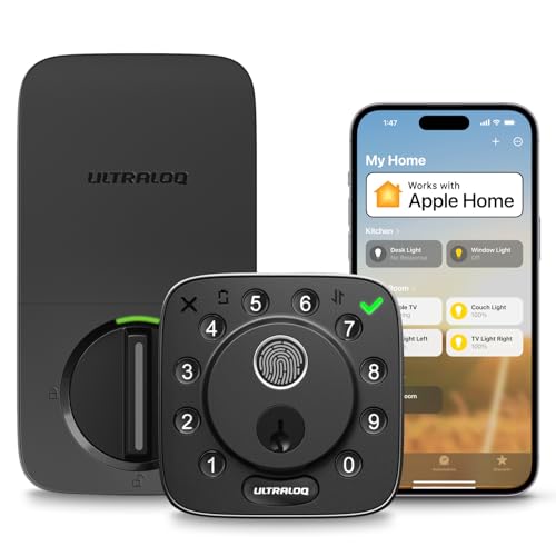 ULTRALOQ Bolt Fingerprint WiFi Smart Lock, Works with Apple Home, Siri, Alexa, Keyless Entry with Fingerprint ID, App Remote Control, Keypad Deadbolt, BHMA Cert., Easy Install, IP65, Black