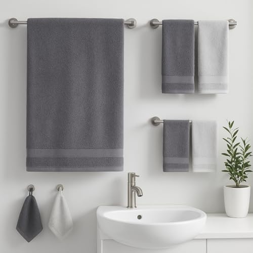 Foto von Betz Premium Handtuch-Set 10-teilig – 100% Baumwolle – Oeko-TEX® Zertifiziert – saugfähig&weich – 470g/m² – Duschtücher, Handtücher, Gästetücher & Waschhandschuhe – Farbe Anthrazit & Silber Grau
