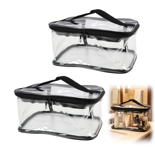 2 Piezas Neceseres Transparentes,PVC Impermeables con Cremallera,Bolsa de Cosméticos Portátil y Resistente al Agua para Viaje,Almacenamiento y Organización de Artículos Personales para Hombre y Mujer
