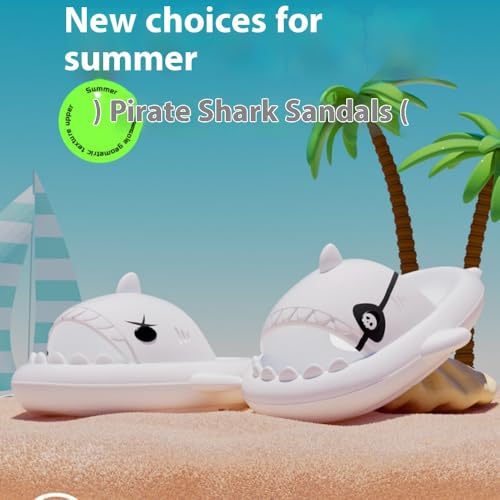 Pirate Shark Slides,Ummer Non-slip Thick-soled Shark Slippers For Men And Women, Indoor And Outdoor Super Soft Beach Slippers.4