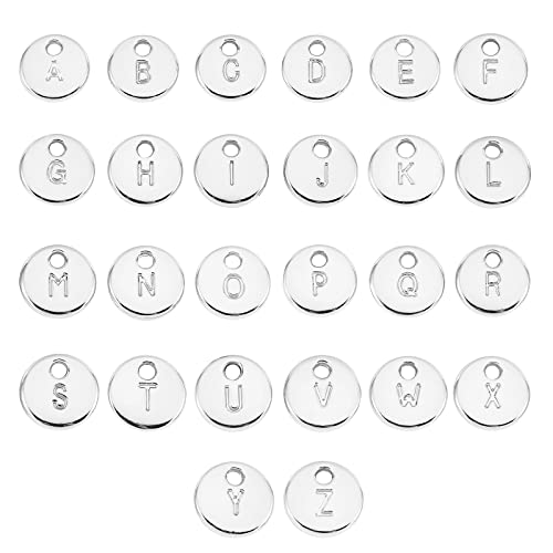 COGCHARGER Dijes de alfabeto de doble cara, colgantes de aleación de oro blanco para joyas, collares, pulseras, pendientes, manualidades, Metal, Sin piedras preciosas
