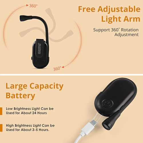 Gesto Store Gesto Rechargeable Book Reading Light with Clip - Image 5