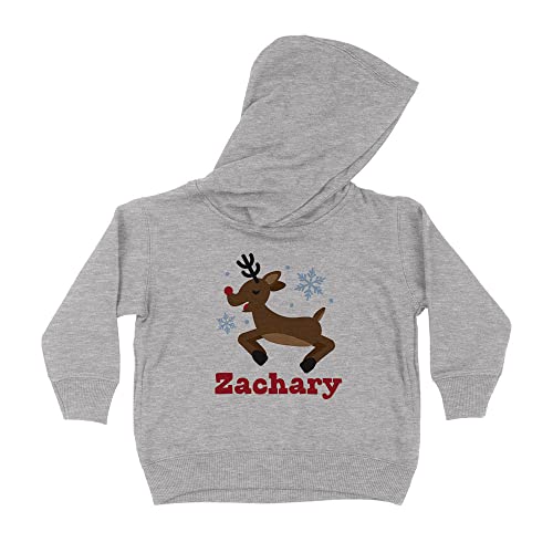 Reindeer Zachary Christmas Kids Hoodie Sweatshirt Toddler 5T Heather Grey