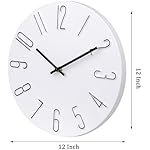 12-Inch Modern White Woodgrain Wall Clock