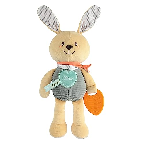 Chicco Conejito Mi Primer Peluche, Suave Juguete Peluche Conejo, con Mordedor y Sonidos, Juguetes de Bebés y Recién Nacido, Colores Neutros, A Partir de 0 Meses