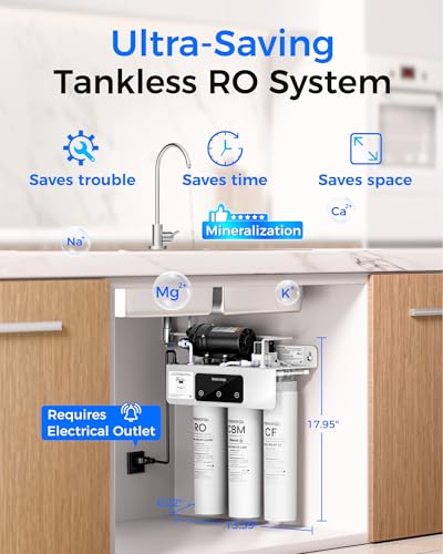 Waterdrop WD-T3-M Remineralization Reverse Osmosis Water Filter, NSF/ANSI 372 Certified, 9-Stage Undersink RO System, 450G Tankless RO Water Filtration System, 2:1 Pure to Drain, Plug-in Required
