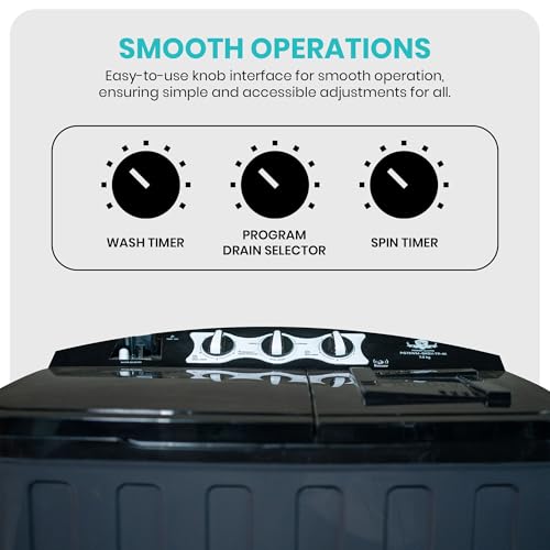 Image of Power Guard 7.5Kg Semi Automatic Top Loading Washing Machine (PG75WM-BKGY-OP-IK,Black Grey)
