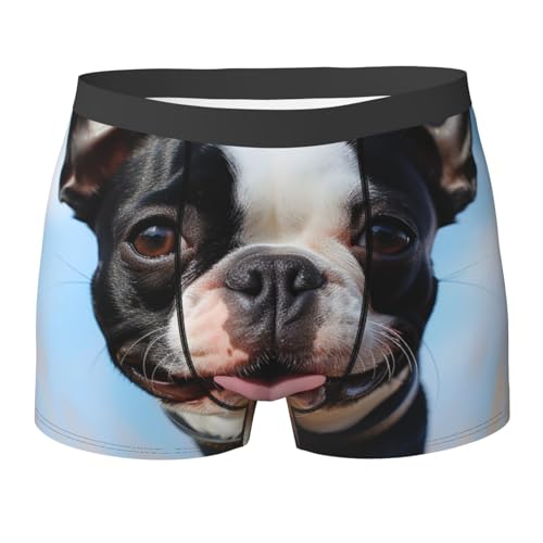 Lovely Boston Terrier Men's Underwear Boxer Briefs Breathable Stretch Boxers Moisture-Wicking Trunks for Men