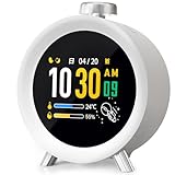 MOMILLA デジタル目覚まし時計 大音量 重い睡眠者向け 2.8型カラーLCD 置き時計 4アラーム設定 ホワイトノイズ&スヌーズ付き 温度表示 寝室/オフィス用