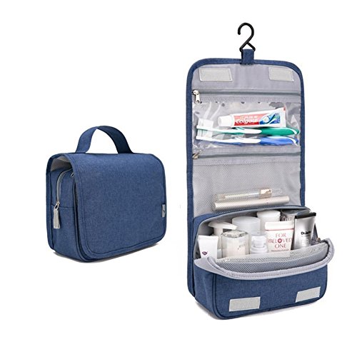 UPSLON Hanging Toiletry Bag, Large Capacity Travel Organizer for Makeup, Cosmetic, Shaving, Travel Accessories - Navy Blue