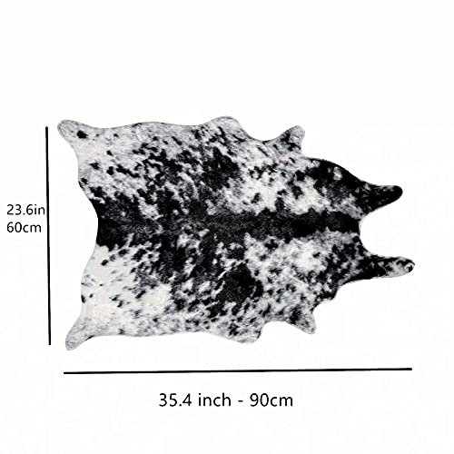 Cow Print Rug Faux Fur Rug Hide Area Rug ,2Ft X 3Ft, Carpet Faux Cow Skin Fur Animal Print Rugs For Home Office Living Room, Bedroom, Black And White #TOP5