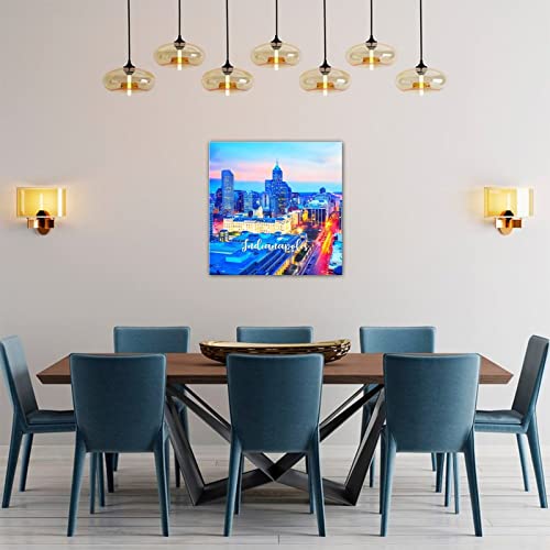 Tableau bois rustique skyline Indianapolis 40cm | Déco chic