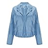 Fringe Jacket,Faux Leather Jacket Women Long Sleev... #3