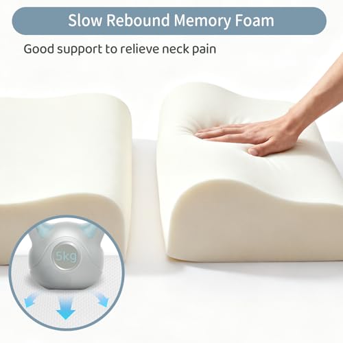 Ergonomic Memory Foam Pillow,Neck Pain Relief,Suitable for Cervical Spine and Supporting Bed Pillows,Design of The Dual Heigh,Suitable for Side Back and Stomach Sleeper