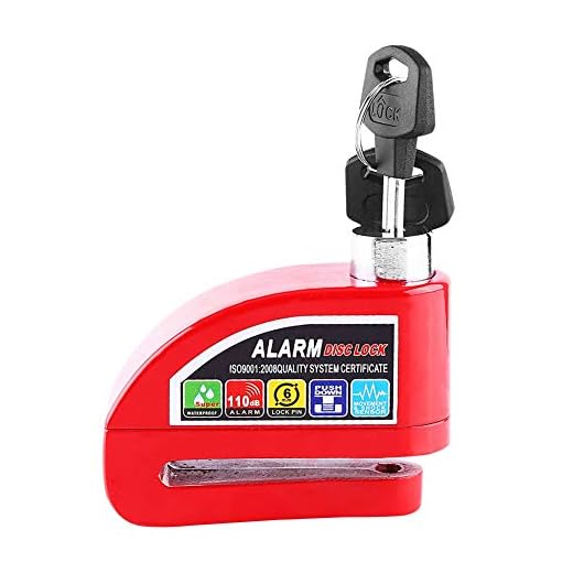 Alarm Disc Lock, motorcykel skoter cykel stöldskydd skivbromslås säkerhet larm (röd)