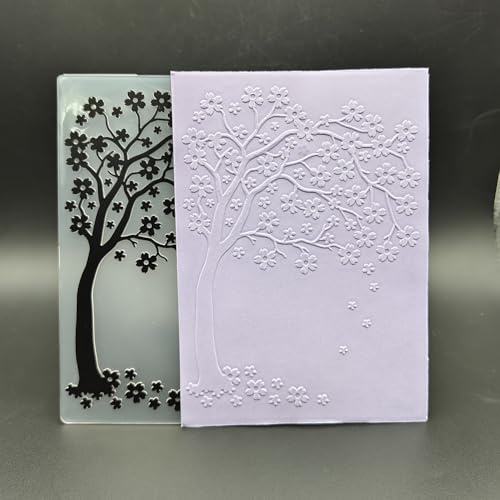 Plastic Embossing Folder A6 Size Falling Flower Tree Paper Crafts Plastic Textured Impressions for Card Making Scrapbooking