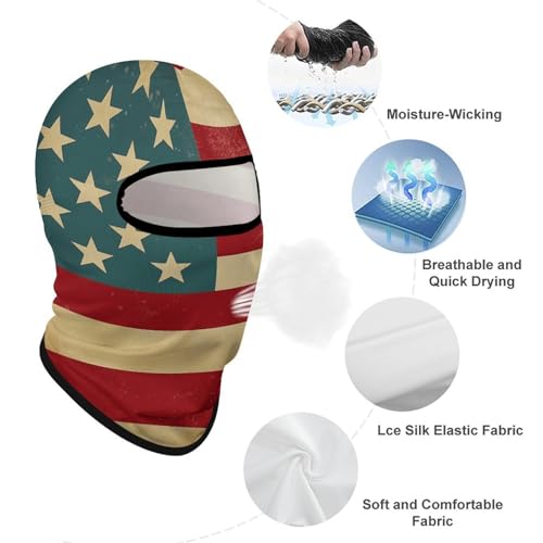 Balaclava para hombre, máscara de esquí con bandera estadounidense vintage, cubreboca para invierno, ciclismo y deportes al aire libre miniatura 3