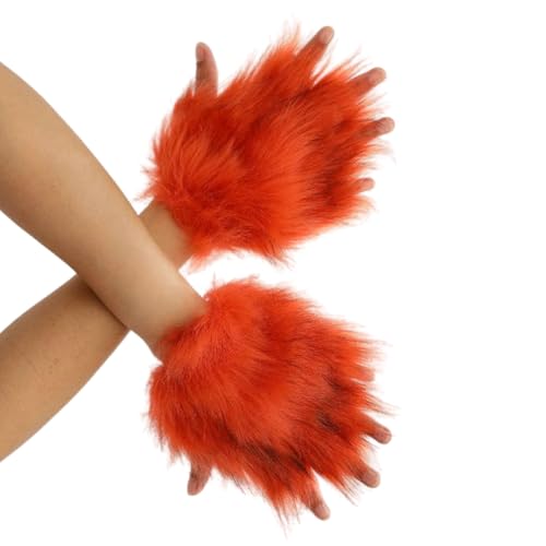 Katzenpfoten Handschuhe Tierpfoten Fingerlose Fäustlinge Therians Paw Fursuit Halloween Cosplay...