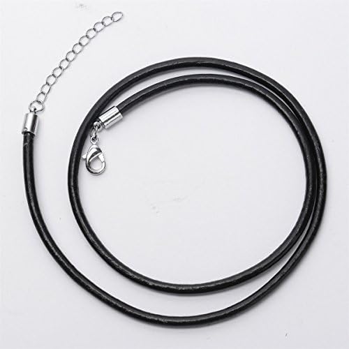 YACQ Abalone Shell Pendant Necklace for Women Black Leather Cord 18" + 2" - Image 6