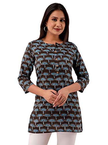 Image of feranoid Women Cotton Printed Straight Short Kurti