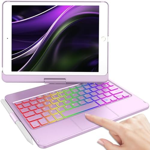 Custodia Per IPad 9a/8a/7a Gen Con Tastiera Bluetooth E Trackpad – Girevole 360°, Retroilluminazione 7 Colori
