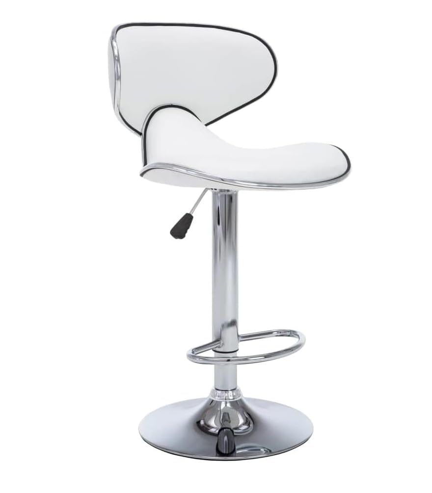 Angela Bar Stools Home Indoor Dining Room Kitchen Seat Seating Adjustable Swivel Counter Pub Stool Chair Furniture White Faux Leather (White)