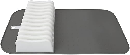 Miniatura 3 de Home Basics - Tapete de almacenamiento para cuchillos de cocina con 11 ranuras (grisblanco), almacenamiento de cuchillos de cocina para filetes,