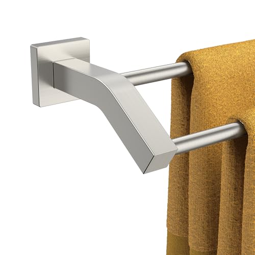 FORIOUS Double Towel Bar 24", Bathroom Towel Rack Square Brushed Nickel