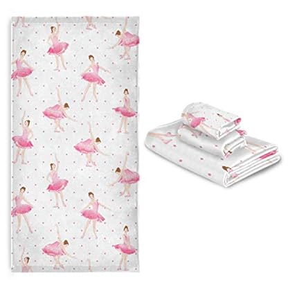CaTaKu Handtuch-Set 3-teilig Schwanensee Handtuch Bad-Sets 1 Badetuch 1 Waschlappen 1 Handtuch Ballett Handtuch Set 3…