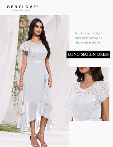 Image of BeryLove Formal Dresses for Women 2026 Wedding Guest with Slit Cocktail Elegant Lace Long Prom Dress