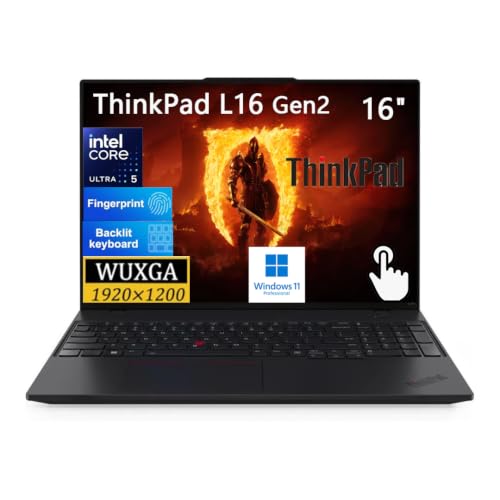 Image of Lenovo ThinkPad L16 Business Laptop, Intel Ultra 5 225U, 16 inch WUXGA Display | Lenovo 16in Touchscreen Business Notebook, 32GB DDR5, 2TB SSD, Windows 11 Pro, Fingerprint, Backlit, RJ-45 Ethernet, Black