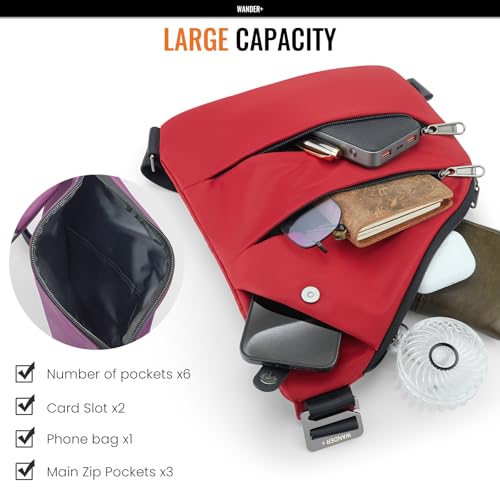 WANDER PLUS® Anti Theft Crossbody Travel Bag for Women Men, Multi-Pocket Crossbody Bag, Slim Sling Bag with Adjustable Strap4