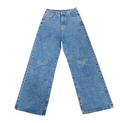 Jean ample avec strass et taille haute pour look casual chic