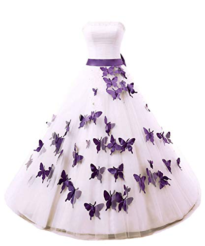 Zorayi Femme Élégant Perles Tulle Robes de mariée Longue Robes de Bal Vêtements de mariée Ivoire & Violet Taille 40 Cover