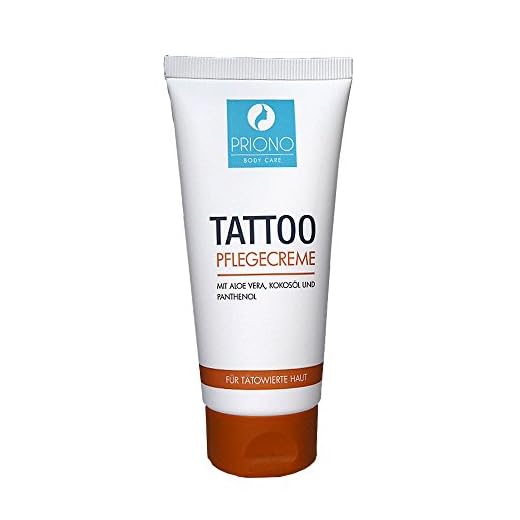 Crema para la piel Priono, para cuidado de tatuajes, fabricada en Alemania, con panthenol, aloe vera y aceite de coco, 1 unidad de 100 ml