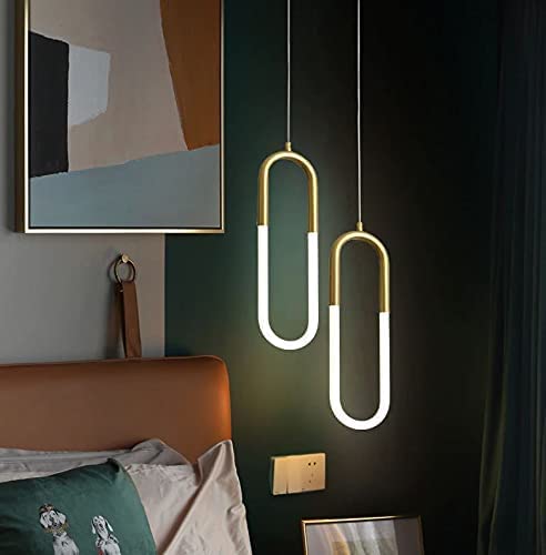 Image of CITRA Led Pendant Light Acrylic Oval Kitchen Island Ceiling Lights (Gold) - Warm White