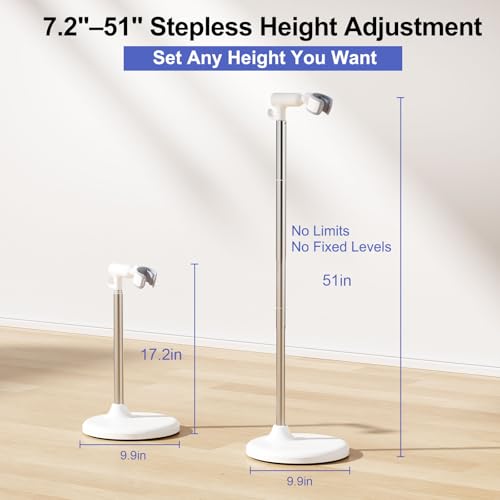 Hair Dryer Stand with 360 Rotating Head, Hands Free, Large Hook,Heavy Duty Base, Adjustable Height, TPU Padded Clip, Aluminum Alloy Holder for Home or Salon (White) by SENWELL-KA - Image 4