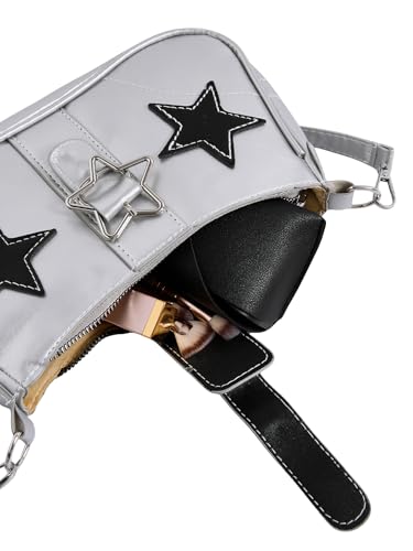 Verdusa Women's Y2K Punk Shoulder Handbags Star Pattern PU Leather Underarm Bag4