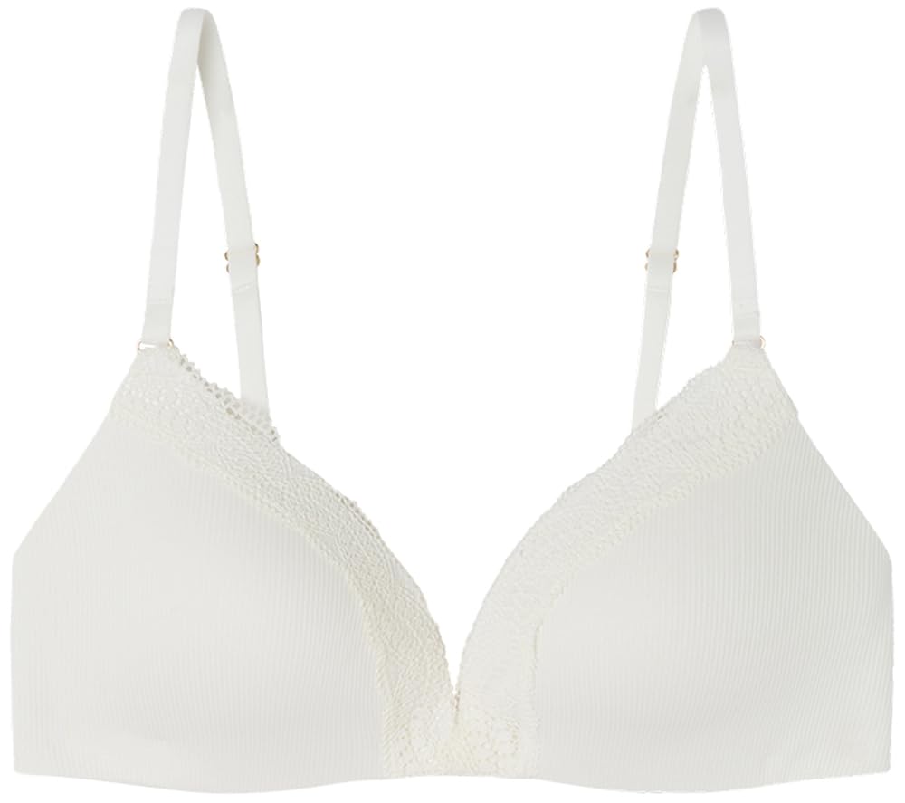 Women'secret Sujetador triangular acolchado de algodón para mujer, colección 1, encantador brasier triangular de encaje azul claro
