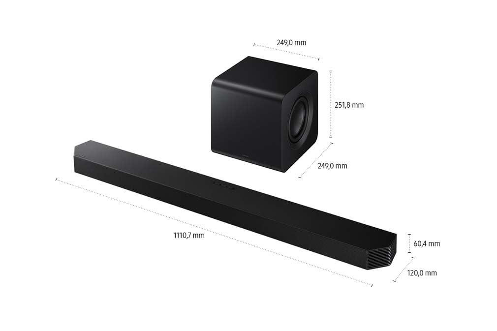 Samsung HW-Q810GF Q-Series 5.1.2-Kanal-Soundbar für Fernseher, Kabelloser 6,5"-Subwoofer, Kabelloses Dolby Atmos und DTS:X, SpaceFit Sound Pro, Q-Symphony