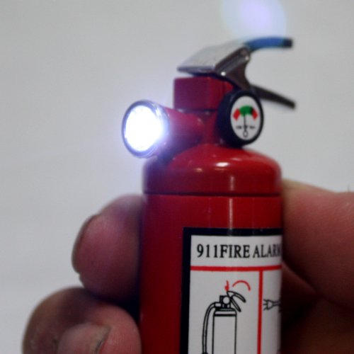 Novelty Fire Extinguisher Lighter with LED Light and Butane Refillable