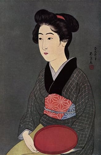 Affiche Toile Goyo Hashiguchi une Serveuse Décoration Murale Salon Portrait Japonais 60x90cm