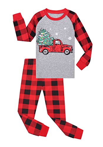 Benaive Boys Christmas Pajamas Kids Xmas Holiday Pjs 100% Cotton, 2-Piece Boys Sleepwear Long Sleeves Set Size 10 - image 1