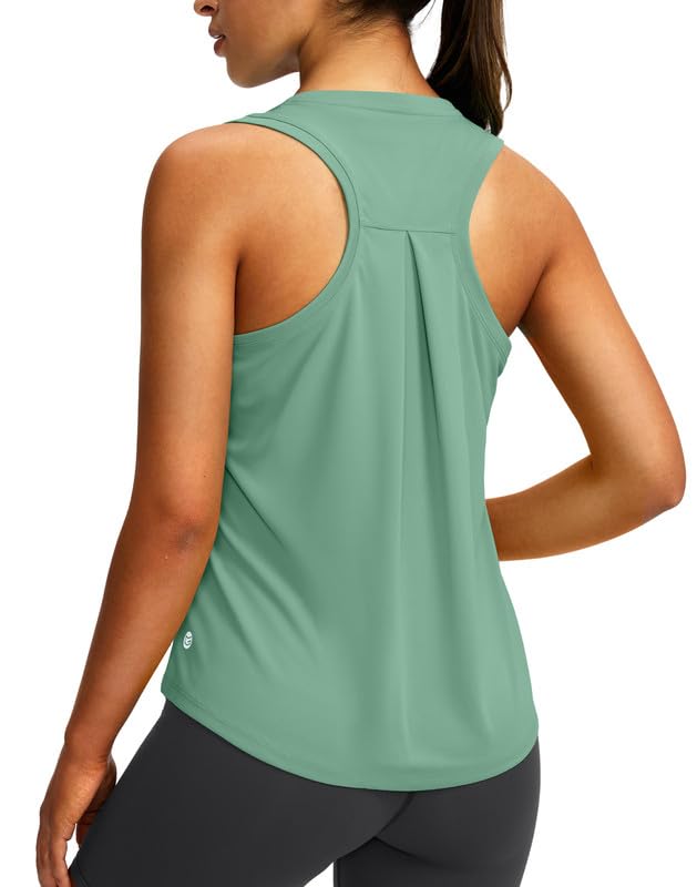 Image of Women's Workout Tops Racerback Athletic Tank Tops Sleeveless Loose Fit Yoga Running Gym Shirts for Women