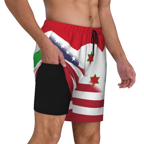 Maillot de bain décontracté double couche à motifs drapeaux pour l'été - 2