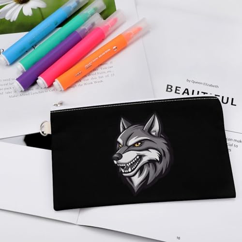 Wolf Wild Animal Fashion Coin Purse Change Makeup Bag Canvas Pencil Pouch Travel4