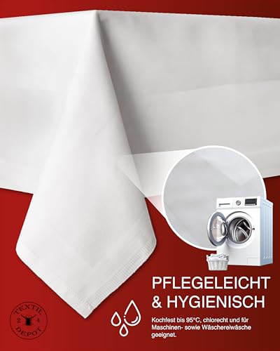 Nappe damassée rectangulaire blanche lavable 95°C coton texpo 130x190 - 5